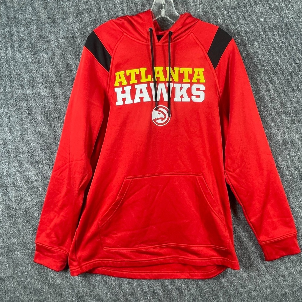 Atlanta Hawks Hoodie Mens Large‎ L Red Sweatshirt NBA Basketball Performance New